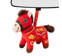 Plush Chinese New Year Horse - Figurine and Key Ring | Soft Velvet Short PP Cotton Home Office Car Bag Decoration Collectible Gift Lunar Astral Tradition