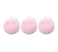 Plush Christmas Ball Ornaments with Pearls, 8 cm and 10 cm Soft Festive Tree Decorations for Holiday, Wedding & Party Displays (5-Piece Set)(Pink 8cm)