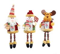 Plush Christmas doll set of Santa, Snowman, and Reindeer designed with sand filled bases for secure placement on shelves, tables, and fireplaces