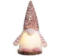 Plush Christmas gnome with integrated illumination, designed to brighten holiday decorations and create a cozy atmosphere in various indoor settings throughout the season (Pink)