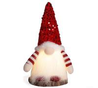 Plush Christmas gnome with integrated illumination, designed to brighten holiday decorations and create a cozy atmosphere in various indoor settings throughout the season (Red)