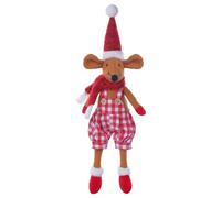 Plush Christmas Mouse Plaid Fabric Soft Decoration Toy Long Legs | Cute Couple Style Figurine for Coats Shelves Dining Tables Kitchen Cabinets