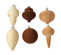 Plush Christmas Pompom Holiday Set Flocked Festive - Decoration Ornaments for Ball Wreath Garland Green/White/Brown 25x30x8mm Tree Garden Décor(B)