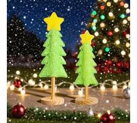 Plush Christmas Tree Felt Figurine Centerpiece for Holiday Decor, Seasonal Tabletop Decoration to Add Cheerful Accents to Home, Office, or Event Spaces (Green 32cm)