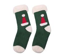 Plush Christmas Winter Slipper Socks Women Men Xmas Style Indoor Floor Anti-slip Thermal Stockings Cute Santa Hat Pattern Fuzzy Calf Length Socks Birthday Gift Couple Wear
