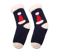 Plush Christmas Winter Slipper Socks Women Men Xmas Style Indoor Floor Anti-slip Thermal Stockings Cute Santa Hat Pattern Fuzzy Calf Length Socks Birthday Gift Couple Wear