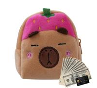 Plush Coin Purse | Cute Cartoon Capibara Wallet | Soft Plush Coin Purse Organizer, Adorable Capibara Theme Portable Purse for Women Girls Kids Travel Snacks Us, pink, riferimento alla descrizione
