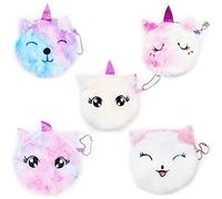 Plush Coin Purse,Forreen 5 Pcs Unicorn Coin Purse Cute Animals Coin Pouch Bag Wallet Coin Pouch for Coin Credit Card Keys Headset Lipstick Girl Gift