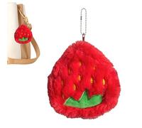 Plush Coin Purse, Fruit Plush Coin Purse, Small Cartoon Change Wallet, Wear-Resistant Small Wallet with Fruit Pattern, Plush Bag Pendant, Strawberry, Se référer au descriptif, Refer to description