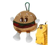 Plush Coin Purse - Small Stuffed Bread Sandwich Pouch, Portable SmileyFace Keyring Case, Compact Fabric Burger Wallet Clip, Trinket Holder Hook | Birthday Party Favors for Goodie Bag Fillers