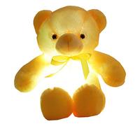 Plush Colorful Glowing Teddy Bear Plush Toy Sleeping Panda light-up Toy Plush Night light for children Birthday party Christmas halloween house decoration 19.69 in(Glowing teddy bear yellow)