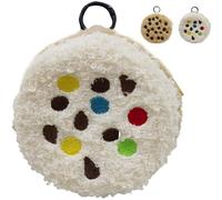 Plush Cookie Coin Purse & Keychain Pouch - Small Change Purse with Zipper, Novelty Wallet for Women, Bag Charms, Portable Storage for Lipsticks, Keys, Earphones, Beige Sugar Cookies, S, Bag Charms