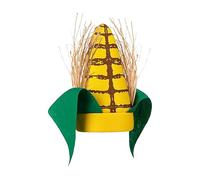 Plush Corn Hat - 10 Inch Food Costume Fun Festival Accessory Cosplay Party Headwear Soft Corn Cob Hat with Green Leaves and Brown Pod Pattern