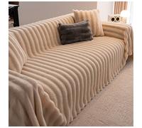 Plush Corner Sofa Cover 1/2/3/4 Seater Universal Faux Rabbit Fur Slipcover Anti-Slip Stain-Resistant Machine Washable Magnetic Sofa Protector (White 180x320cm)