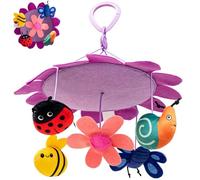 Plush Cot Mobile 28x26cm Hanging Ornament, Soft Sensory Windchime Decor for Visual Development, Nursery Bassinet Bedroom Travel Wall Pendant (Insect Print)