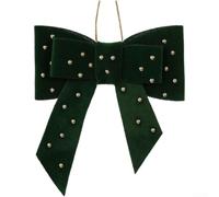 Plush Cotton Christmas Ornament Heart or Bow 8.5cm Lightweight Unique | Offered in dark green or wine red for holiday displays Crafted from soft plush with cotton filling weighs only 7g for easy