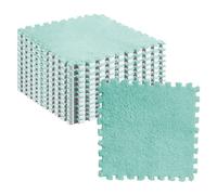 Plush Crawling Mat, 10 Pcs Plush Puzzle Floor Foam Mat Tiles Fluffy Cuttable Anti Slip Interlocking Carpet Tiles (F)