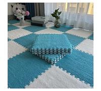 Plush Crawling Mat, Interlocking Foam Carpet Tiles Pack of 12 30x30x1cm Multicolor (Bleu+Blanc)