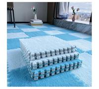Plush Crawling Mat, Pack of 80 Interlocking Foam Carpet Tiles Multicolor 0.23/0.39In (Light Blue+blue 0.6L x 1W cm)