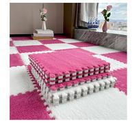 Plush Crawling Mat, Pack Of 80 Interlocking Puzzle Foam Carpet Tiles Multicolor 0.23-0.39 in Thick (Rose Red+white 0.23In)
