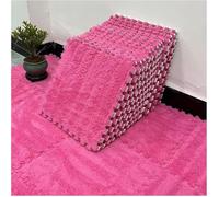 Plush Crawling Mat, Plush Interlocking Carpet Tiles Multicolor 10 Pieces(Rose Red)