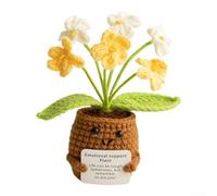 Plush Crochet Sunflower Doll for Emotional For Support and Therapy with Display Stand, for Mental Health and Comfort (Gradient Yellow)