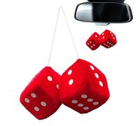 Plush Cube Car Hanging Black Fuzzy Plush with Dots Cute Rear View Mirror Hanging Accessories for Hanging in the Car, Furry