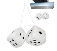 Plush Cube Car Hanging Black Fuzzy Plush with Dots Cute Rear View Mirror Hanging Accessories for Hanging in the Car, Furry
