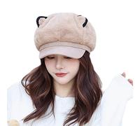 Plush Cute Bear Ears Painter Hat Solid Color Peaked Cap Wild for Spring Fall Winter Daily Wear Morning Workout Hats for Men Fashionable Toddler Women Toddler Kids Adjustable Baby Boys Khaki