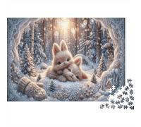 Plush Cute Bunnies Recycled Paper Jigsaw Puzzle 1000 Piece Winter Snowy Forest Memory Improvement Party Game 52x38cm/1000pcs