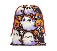 Plush Cute-Pumpkins-Halloween Christmas Drawstring Present Bags Large Size, Soft Velvet Goodie Bags With Red Ribbon Closure For Holiday Party Favors And Present Wrapping