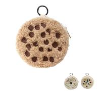 Plush Dessert Coin Purses & Pouches - Cookie, Doughnut Styles with Zipper, Soft Furry Bag Charm & Keychain, Chocolate Cookie, Medium