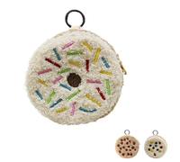 Plush Dessert Coin Purses & Pouches - Cookie, Doughnut Styles with Zipper, Soft Furry Bag Charm & Keychain, Doughnut, M, Adorable