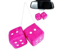 Plush Dice Car Hanging Black Fuzzy Plush with Dots Cute Rear View Mirror Hanging Accessories for Hanging in the Car, Furry