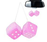 Plush Dice - Car Mirror | Fuzzy Dice Rear View Mirror | Hanging Dice for Car Interior Decoration Retro Plush Pendant Soft Pink Blue Black Red Green Purple Accessories 1 Pair Set 1 Piece Pack