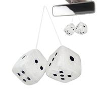 Plush Dice Car, Pair Hanging Fuzzy Car Cube Rear View, Car Accessories, Blue Plush Cube, Car Rear View Hanging Accessories, Retro Square Plush Dice for Car with White Dot