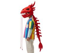 Plush Dinosaur Skeleton Costume,3D Skull Spine Headpiece | Realistic Wearable Dinosaur Skeleton Outfit | for Kids Adults Halloween Dress Up Party
