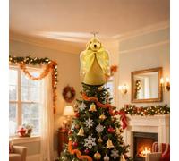 Plush Dog Angel Christmas Tree Topper with Lighted Wings LED Light Up Cute Yellow Dog Christmas Tree Top Ornament with Angel Halo (Yellow, 30cm/12inch)