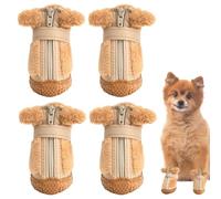 Plush Dog Boots, Winter Wool Rubber Sole | Warm Protector Shoes 130g, These Anti Fall Soft Booties Prevent Nail Damage For Small Poodle Home And Vehicle Travel Use