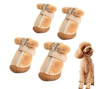 Plush Dog Boots, Winter Wool Rubber Sole | Warm Protector Shoes 130g, These Anti Fall Soft Booties Prevent Nail Damage For Small Poodle Home And Vehicle Travel Use