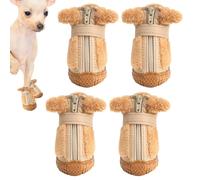 Plush Dog Boots, Winter Wool Rubber Sole | Warm Protector Shoes 130g, These Anti Fall Soft Booties Prevent Nail Damage For Small Poodle Home And Vehicle Travel Use