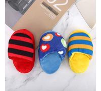 Plush Dog Chewing Toy Interactive Teeth Cleaning Slipper Toy for Dogs, 3PCS Blue/Red/Yellow 5.91" Long for Alone Playtime