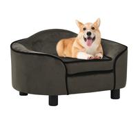 Plush Dog Sofa Dark Grey 67x47x36 cm Soft Pinewood Frame for Small Pets