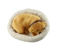 Plush Dog Toy Sleeping In Basket - Soft Electronic Stuffed Pet Figurine - Realistic Home Decor For Adults - 28X25x6 Cm - Cute Decorative For A Birthday Or Special Occasion(DogA)