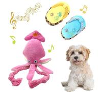 Plush Dog Toys for Aggressive Chewers, 3 Pack Pink Squid Squeaky Interactive Dog Toys for Small Medium Dogs Puppies Tug of War Toy with Rope Durable Funny Dog Toys for Boredom to Keep Them Busy Chew