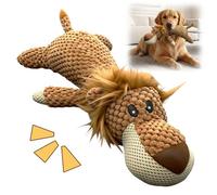 Plush Dog Toys for Aggressive Chewers, Indestructible Dog Puppy Squeaky Chew Toys for Teething, Interactive Squeaky Dog Toys for Heavy Chewers, Durable Chew Toys Dog Plush Toy (Brown)