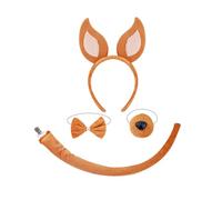 Plush Dogs Costume Set Dogs Ear Hair Hoop False Nose Brown Mesh Skirt Plush Tail Bowtie Foxes Ear Headband For Halloween Halloween Animals Costume Set Dogs Hair Hoop Set Plush Tail Foxes Ears Headband