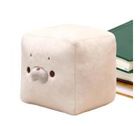 Plush Doll - Jade Bunny Velvet, 2.76 x 2.76 x 2.76 inches, White Cube Model, Soft, Charming, Creative Table Ornament, Filled Minimalist Geometric for Desk, Bedroom