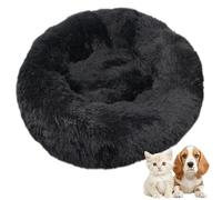 Plush Donut Dog Bed, Pet Beds Soft Fluffy Round Dog Houses Improving Sleeping and Warm, Self-Warming and Washable Puppy Beds Black 80cm