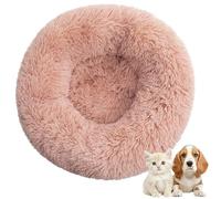 Plush Donut Dog Bed, Pet Beds Soft Fluffy Round Dog Houses Improving Sleeping and Warm, Self-Warming and Washable Puppy Beds Pink 90cm